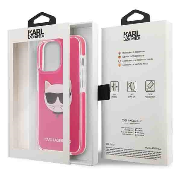 Hülle KARL LAGERFELD Apple iPhone 13 13 Pro Choupette Kopf Fuchsia Rosa Hartcase