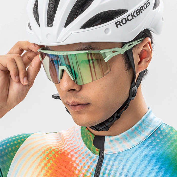 Rockbros Photochrome Fahrradbrille mit UV-Schutz und Korrektureinsatz - Grün