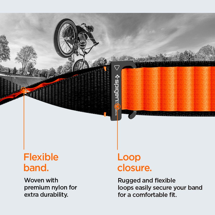 Spigen WBF1 BAND Apple Watch 6 / 7 / 8 / 9 / 10 / SE / ULTRA 1 / 2 (44 / 45 / 46 / 49 MM) SCHWARZ/ORANGE