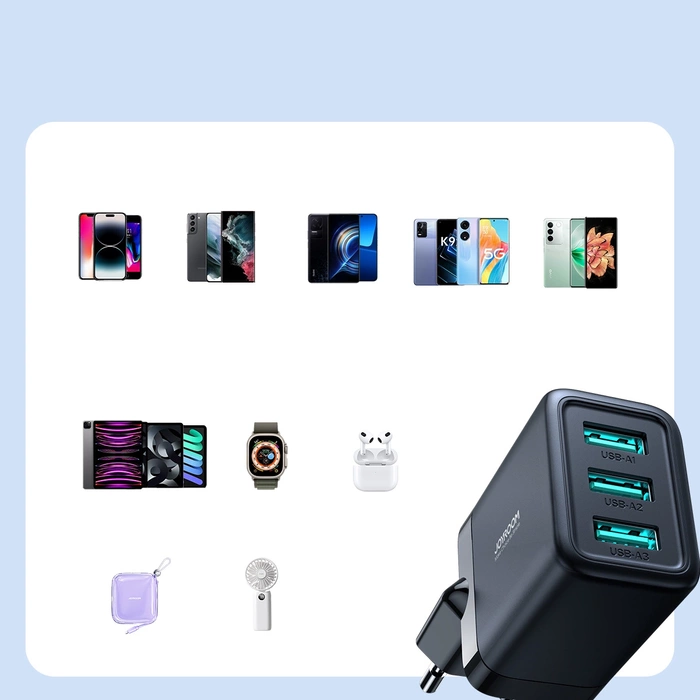 Joyroom JR-TCN02 3xUSB-A 12W 3,4A Netzladegerät - Schwarz