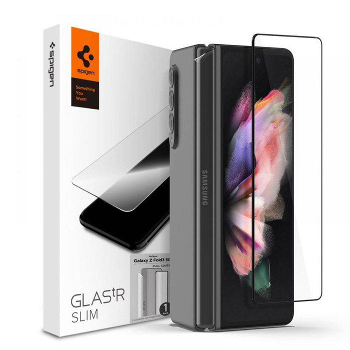 Tempered Glass SPIGEN Samsung Galaxy Z Fold 3 Glas FC &amp; Scharnier Film Schwarz Glas