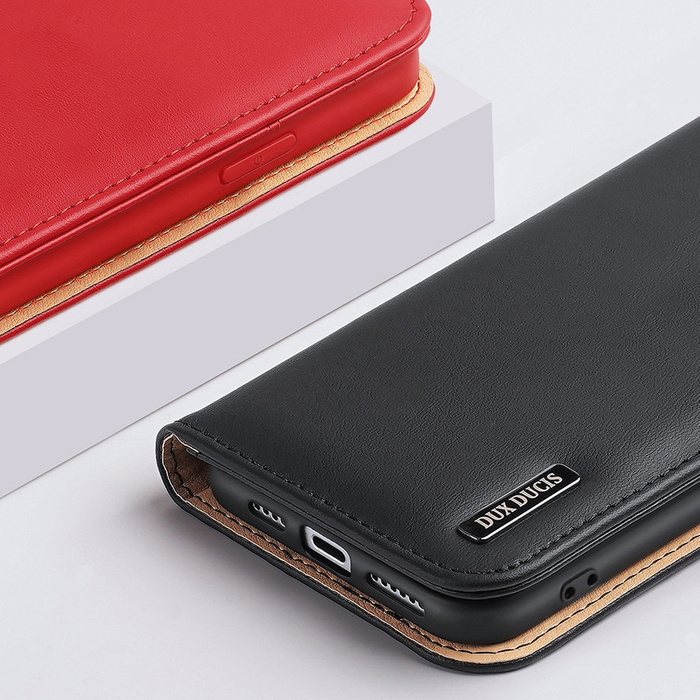 Dux Ducis Hivo Leather Flip Cover Originální kožená peněženka na karty a dokumenty iPhone 14 Plus hnědá