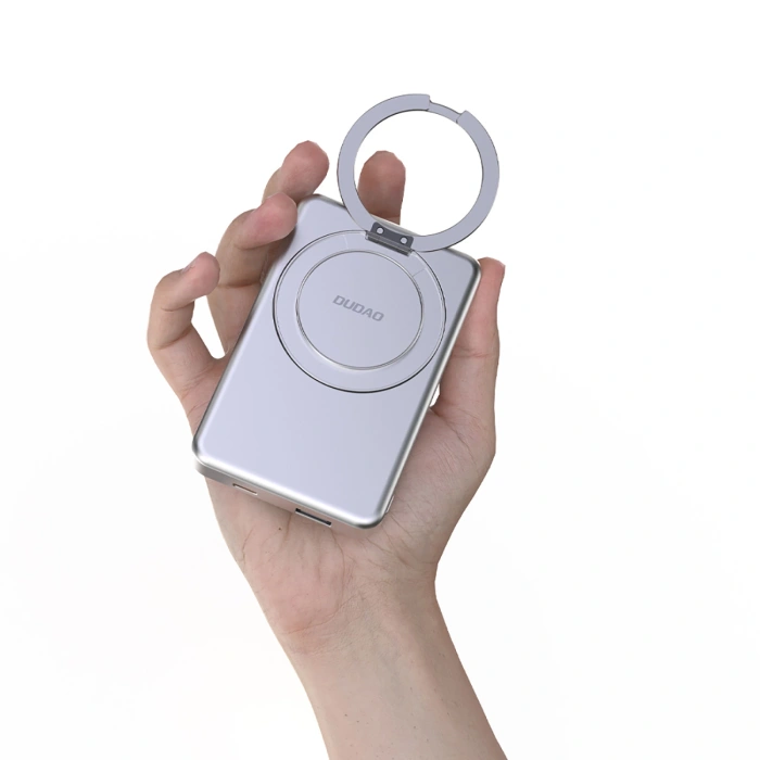Powerbank Dudao K28 10000mAh PD 22.5W z MagSafe z metalową obudową i pierścieniem-podstawką - szary