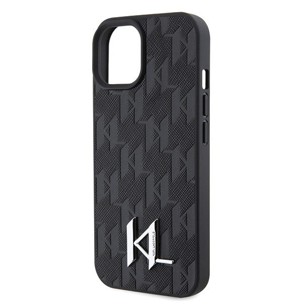 Etui Karl Lagerfeld KLHCP15SPKLPKLK iPhone 15 6.1" czarny/black hardcase Leather Monogram Hot Stamp Metal Logo Case