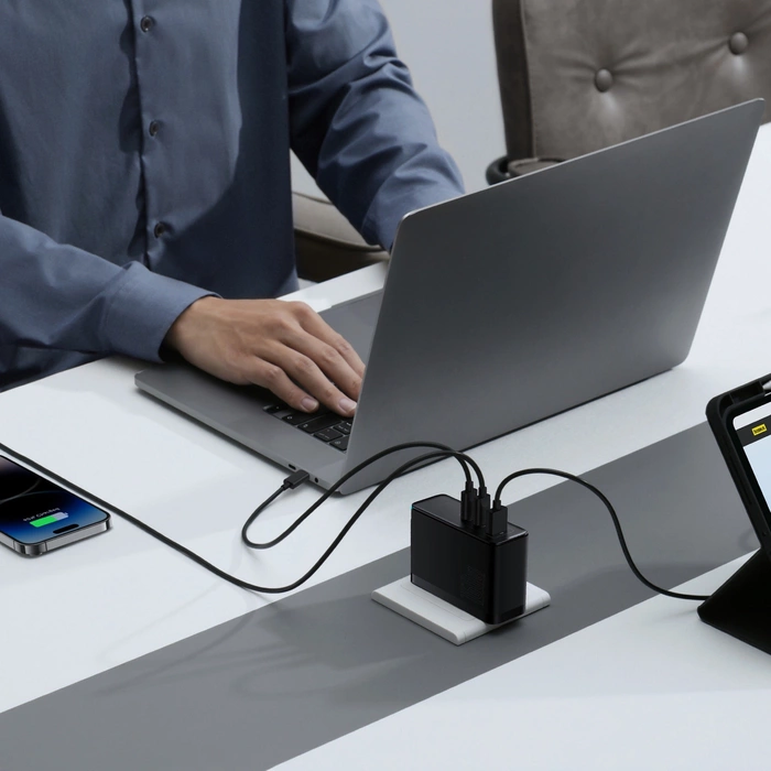 Wall charger Baseus GaN5 Pro 2xUSB-C + USB, 160W (black)