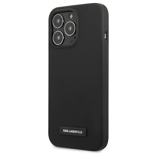 Hülle KARL LAGERFELD Apple iPhone 13 13 Pro Silikon Plaque Schwarz Hartcase