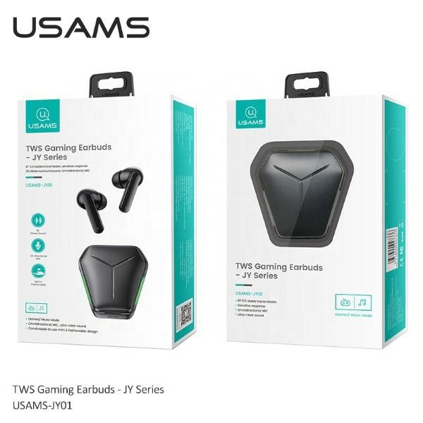 Cuffie Wireless USAMS Bluetooth 5.0 TWS JY Series Gaming Earbuds BHUJY01 Nero