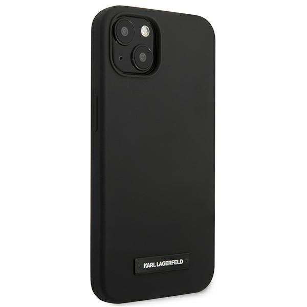 Hülle KARL LAGERFELD Apple iPhone 13 Silikonplakette Schwarz Hartcase