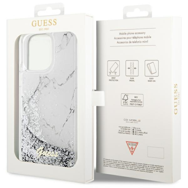 Cover Guess GUHCP14XLCSGSGH iPhone 14 Pro Max 6,7" bianco/bianco durocase Liquid Glitter Marmo Case