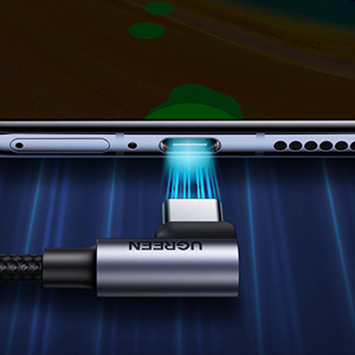 Câble Ugreen coudé 90° USB C - USB 2.0 480Mbps 3A 3m noir (US176)