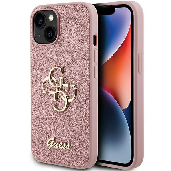 Funda Guess GUHCP15MHG4SGP iPhone 15 Plus 6.7" rosa/rosa durocase Glitter Script Big 4G Case