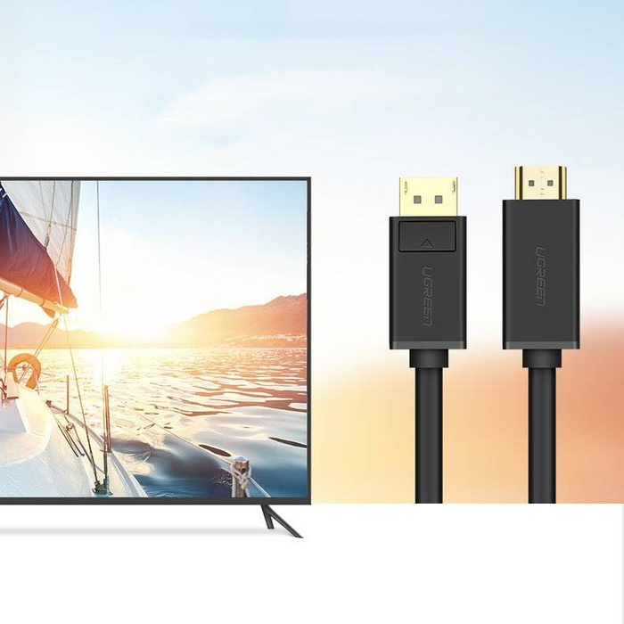 Ugreen Unidirektionales DisplayPort-zu-HDMI-Kabel 4K 30Hz 32 AWG 2m Schwarz (DP101 10202)