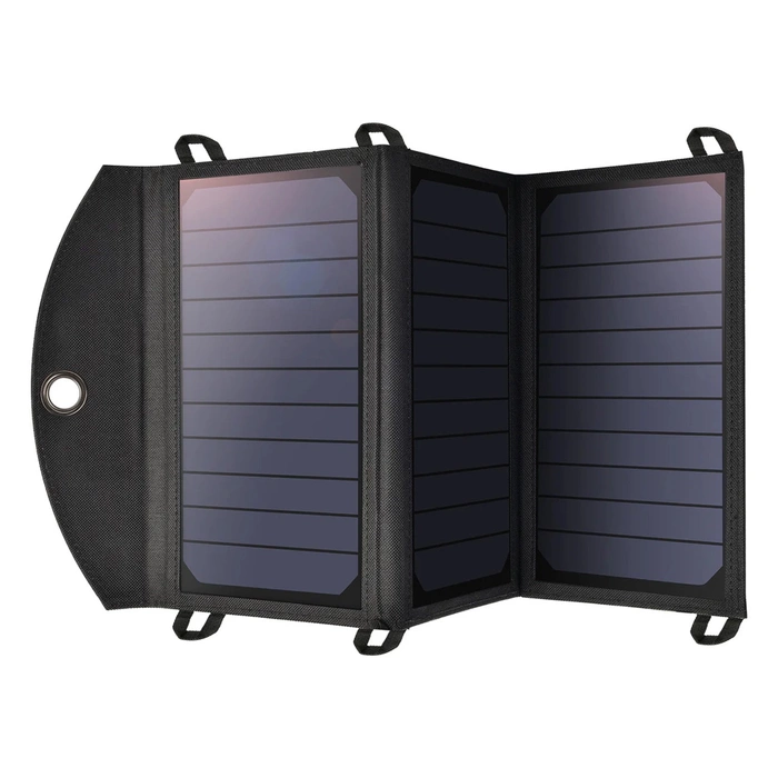 Skládací solární nabíječka Choetech Solární fotovoltaická 19W 2x USB 2,4A černá (SC001)