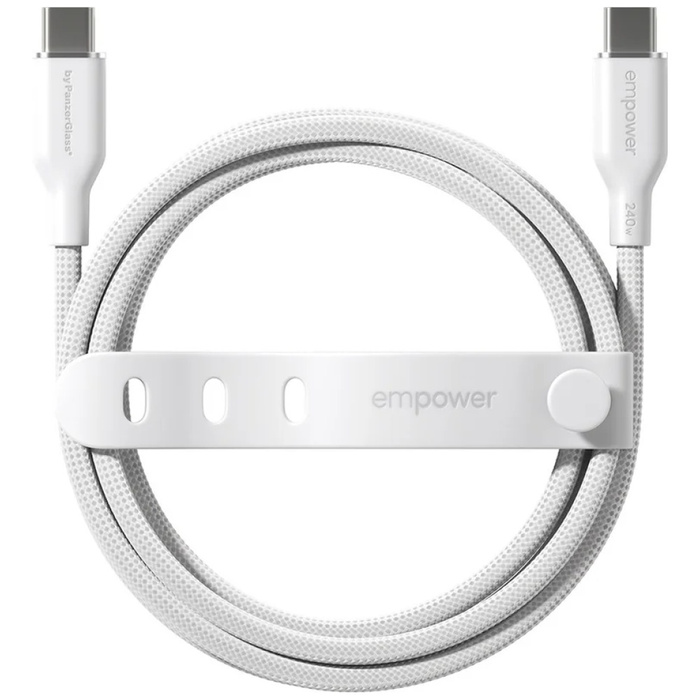 Kabel empower by PanzerGlass Racing 240W USB-C do USB-C 1.2m srebrno-czarny