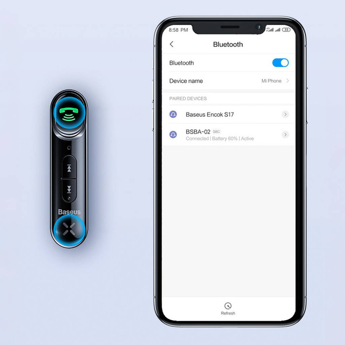 Bluetooth AUX vysílač Baseus BSBA-02 (Overseas Edition) - černý