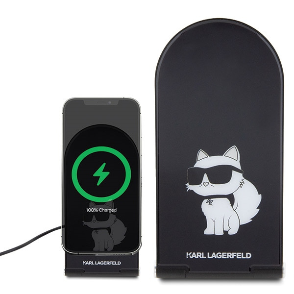 Karl Lagerfeld składana ład. indukcyjna 2w1 KLDCRFALCHNK 15W czarny/black Choupette MagSafe 