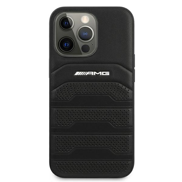 AMG AMHCP13LGSEBK iPhone 13 Pro / 13 6.1" black/black hardcase Leather Debossed Lines