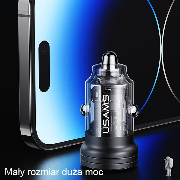 USAMS Ład. sam. C35 USB+USB-C 45W Fast Charge fioletowy/purple CC175CC02 (US-CC175)