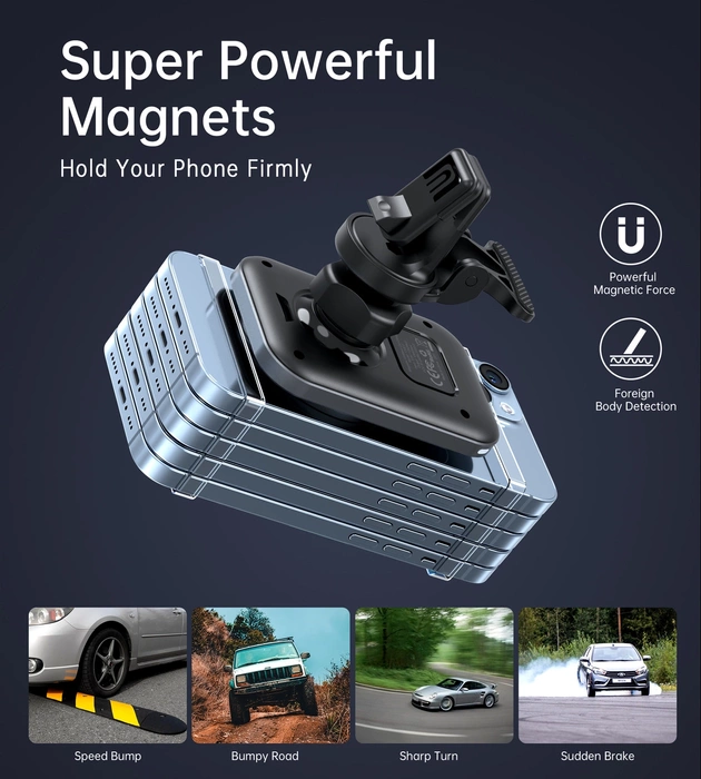 Supporto da auto Choetech T206-F con caricatore induttivo fino a 15W - nero