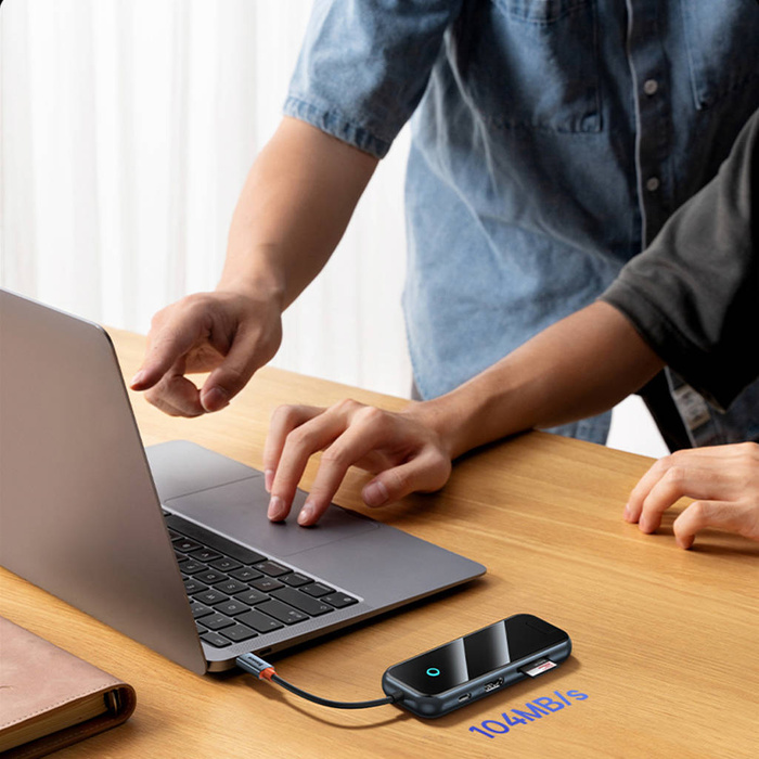 Baseus AcmeJoy 4portový USB-C na 1xUSB-C / 4xUSB3.0 HUB tmavě šedý