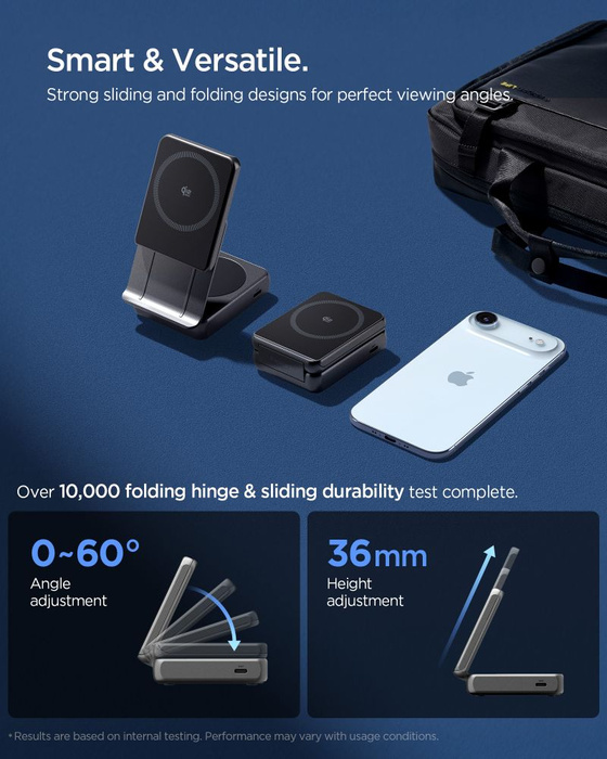 Spigen ESSENTIAL EF302MOQ Qi2.2 2IN1 MagNETIC MagSafe CARGADOR INALÁMBRICO NEGRO