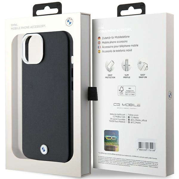 Case Bmw Bmhmp14s23pufwk IPhone 14 / 15 / 13 6.1" Black/black Signature Wrapped Metal MagSafe Case