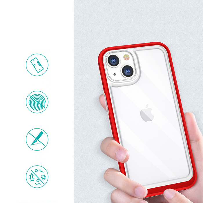 Custodia trasparente 3in1 per iPhone 13 Frame Cover Gel rossa