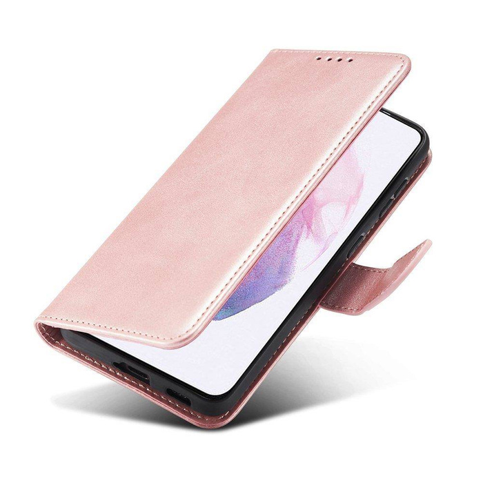 Magnet Case étui élégant coque couverture avec rabat et fonction stand Samsung Galaxy S22+ (S22 Plus) rose