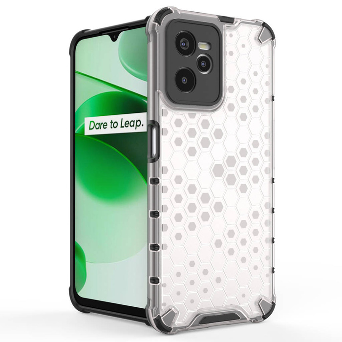Cover blindata a nido d&#39;ape con cornice in gel Realme C35 trasparente
