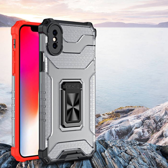 Crystal Ring Case Kickstand Tough Rugged Cover for iPhone XS Max red