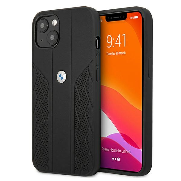 Coque BMW Apple iPhone 13 Mini Cuir Curve Perforé Noir Hardcase
