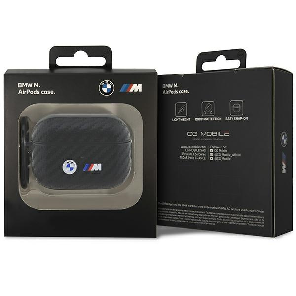 BMW BMAP2WMPUCA2 Cubierta de los AirPods Pro 2nd gen negro/negro Logotipo metálico doble de carbono