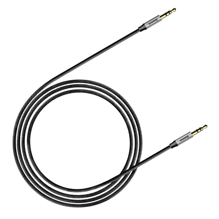 Baseus Yiven M30 stereo AUX cable audio 3,5 mm macho mini jack 1m plata-negro (CAM30-BS1)