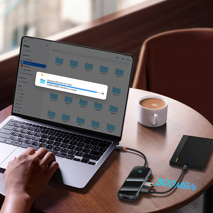 Baseus AcmeJoy HUB 4-Port USB-C auf 1xUSB-C / 4xUSB3.0 dunkelgrau