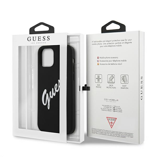 Case GUESS Apple iPhone 12 Pro Max Silicone Vintage Black White Hardcase