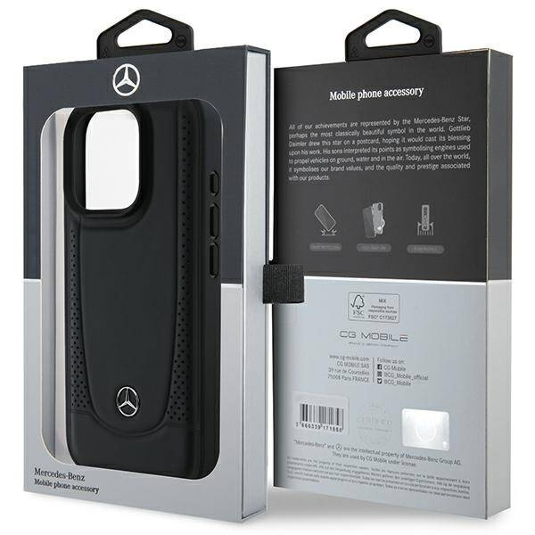 Etui Mercedes iPhone 16 Pro 6.3" czarny/black hardcase Leather Urban