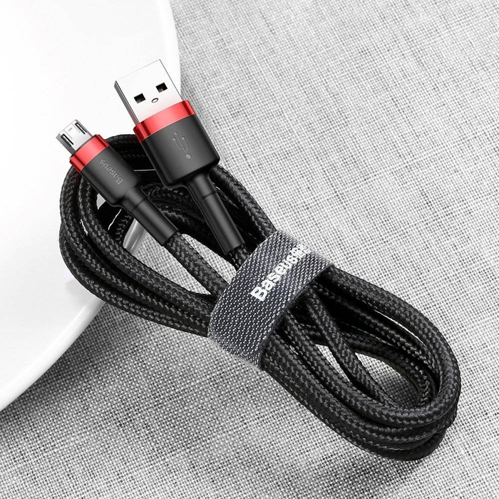 Cavo Baseus Cafule Cavo in nylon resistente USB / micro USB 2A 3M nero-rosso (CAMKLF-H91)