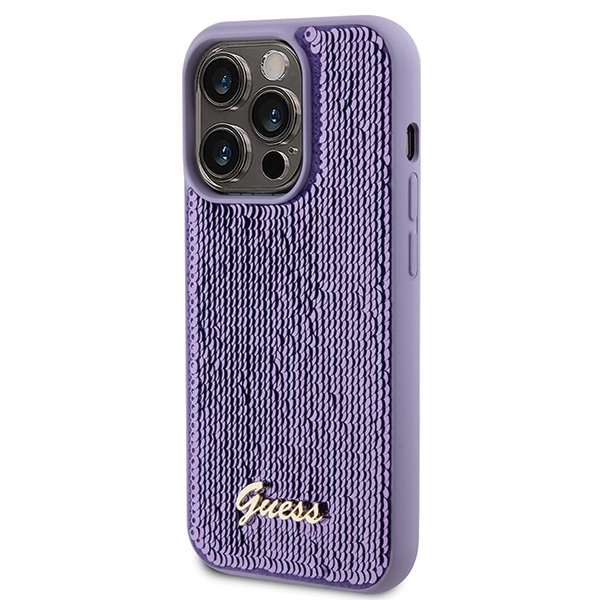 Etui Guess GUHCP15XPSFDGSU iPhone 15 Pro Max 6.7" fioletowy/purple hardcase Sequin Script Metal Case