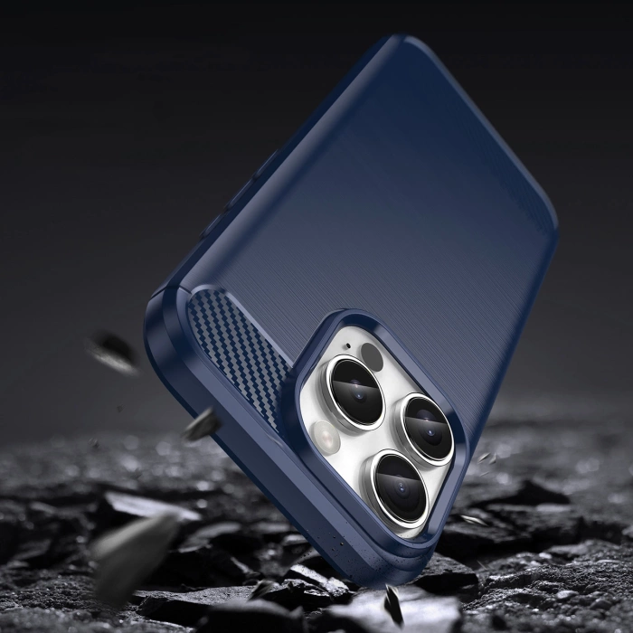 Carbon Case Silikonhülle für iPhone 16 Pro Max - blau