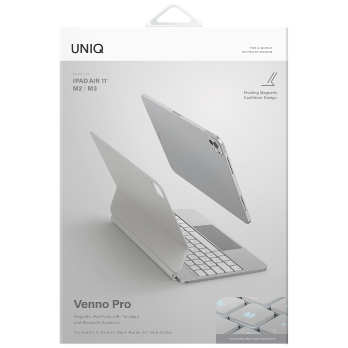 Etui UNIQ Venno Pro Magnetic Smart       z klawiaturą do iPad Air 11" (2024/25) | Air 10.9" (2022/20) | iPad Pro 11" (2022/21) biały