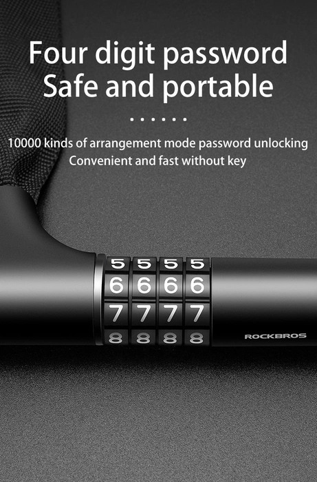 Rockbros 3230002001 antivol pour vélo avec combinaison et clé - noir