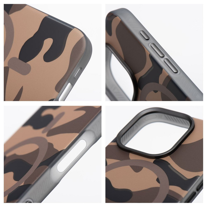 Etui na iPhone 16 PRO MAX Forcell F-Protect Levels Dual Layer 4D technology zgodny z MagSafe Military Drop-Test desert camo
