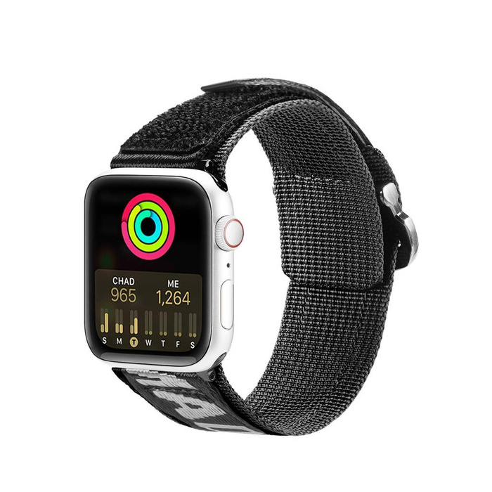 Cinturino Dux Ducis (versione per esterni) Cinturino per Apple Watch Ultra, SE, 8, 7, 6, 5, 4, 3, 2, 1 (49, 45, 44, 42 mm) Cinturino in nylon cinturino in argento nero