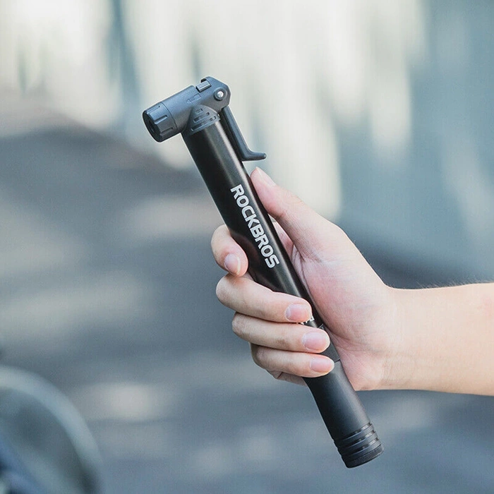 Rockbros 42320010001 Handpumpe für Fahrrad + Schraubendreher – Schwarz