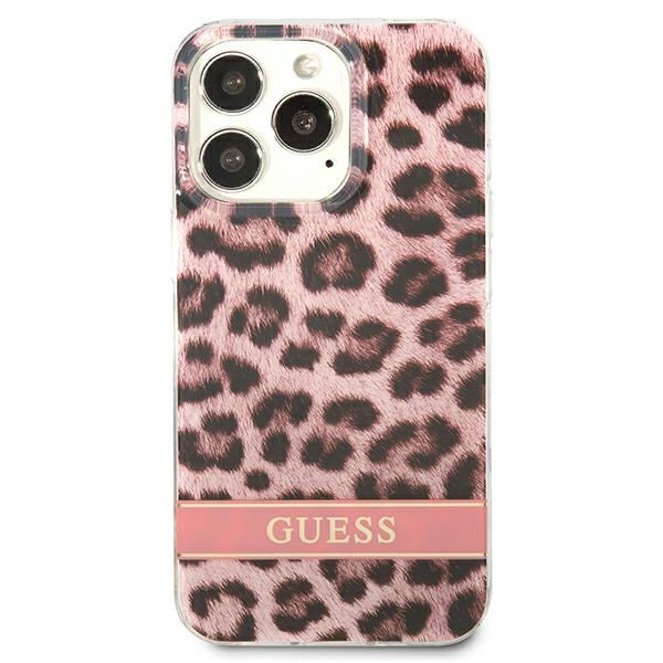 Hülle GUESS Apple iPhone 13 13 Pro Leopard Rosa Hartcase