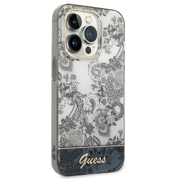 Hülle Guess GUHCP14XHGPLHG iPhone 14 Pro Max 6,7" grau/grau hartcase Porzellan Kollektion