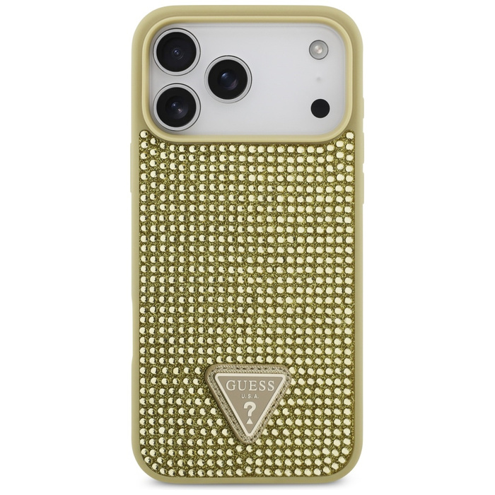 Etui Guess Rhinestone Triangle Logo do   iPhone 17 Pro Max złoty