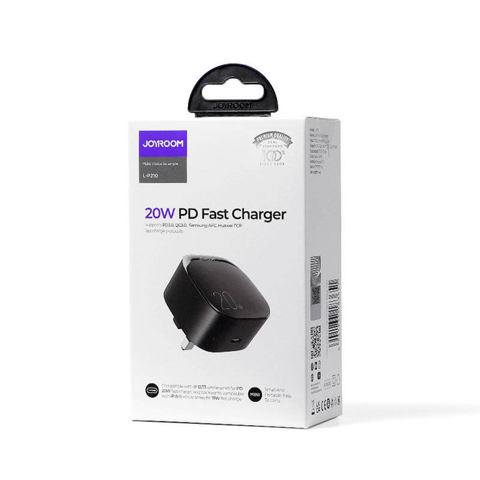 Kleines schnelles USB-Typ-C-PD-Ladegerät 20 W EU-Stecker Schwarz (L-P210)