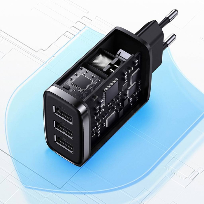 Chargeur Baseus Compact 3x USB 17W noir (CCXJ020101)
