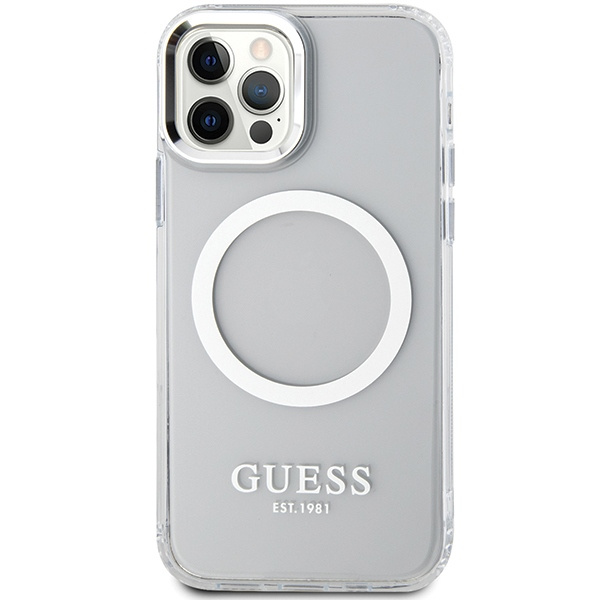 Guess GUHMP12MHTRMS iPhone 12/12 Pro 6.1" argenté/argenté case Metal Outline MagSafe